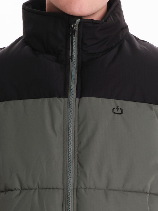 Sleeveless Winter Jacket Puffer Olive-Black