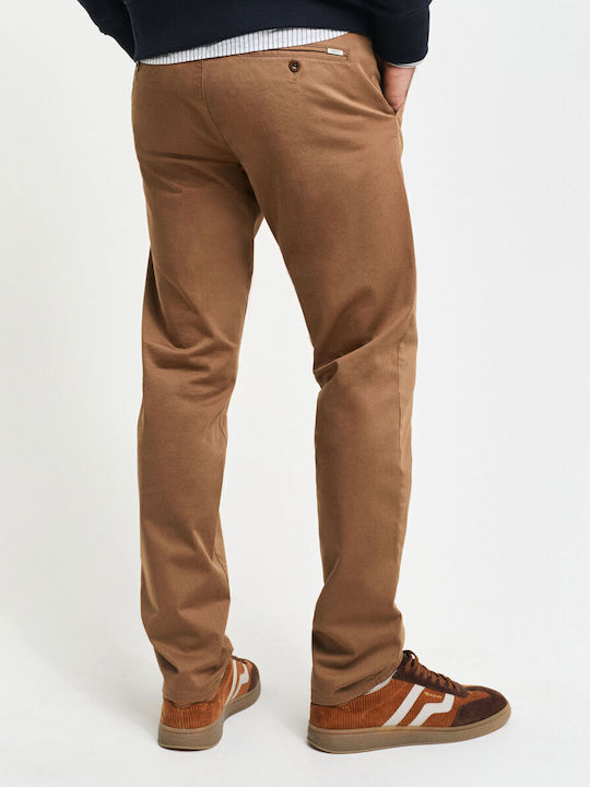 Gant Twill Ανδρικό Παντελόνι Chino σε Slim Εφαρμογή Καφέ