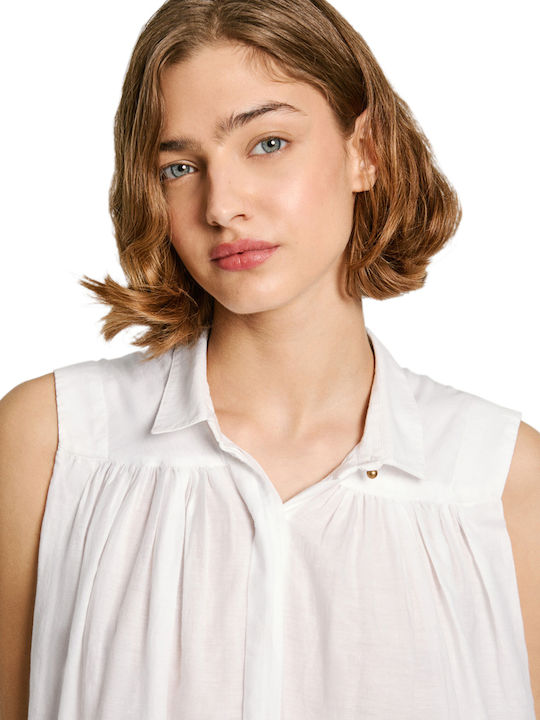Mina Langärmelig Damen Hemd Mousse White