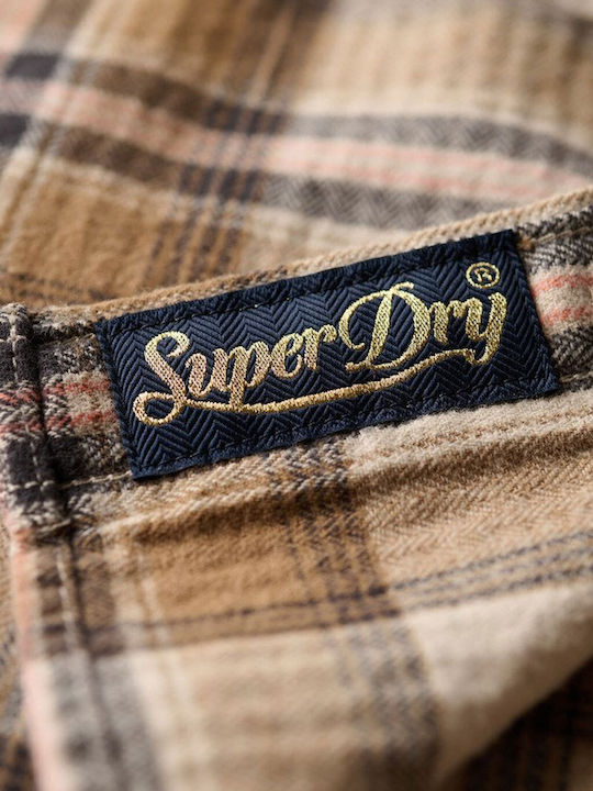 Lumberjack Flannel Μακρυμάνικο Γυναικείο Πουκάμισο Beige, Cream Καρό