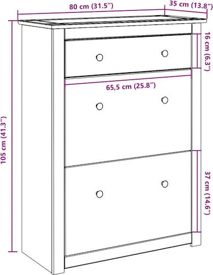 Holz Schuhschrank aus Massivholz 80x35x105cm