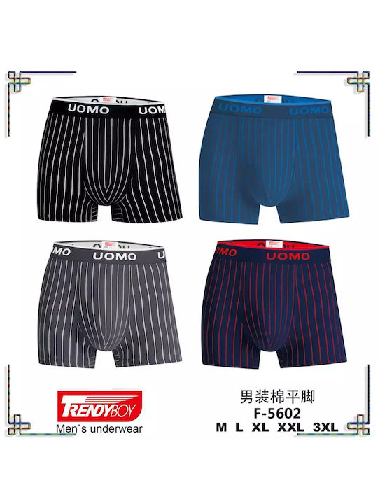 Uomo Herren Boxershorts Multicolored Striped mit Mustern 4Packung