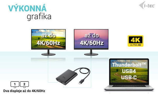 i-tec Μετατροπέας USB-C / Thunderbolt male σε DisplayPort female 1τμχ