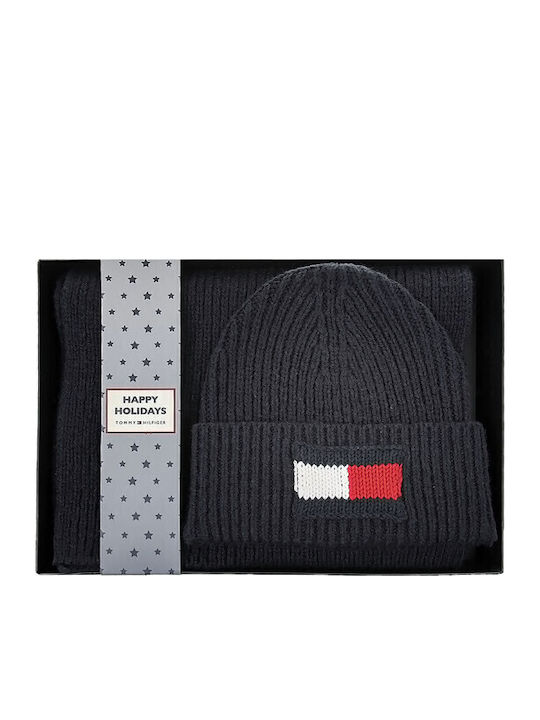 Set with Beanie Knitted in Black color
