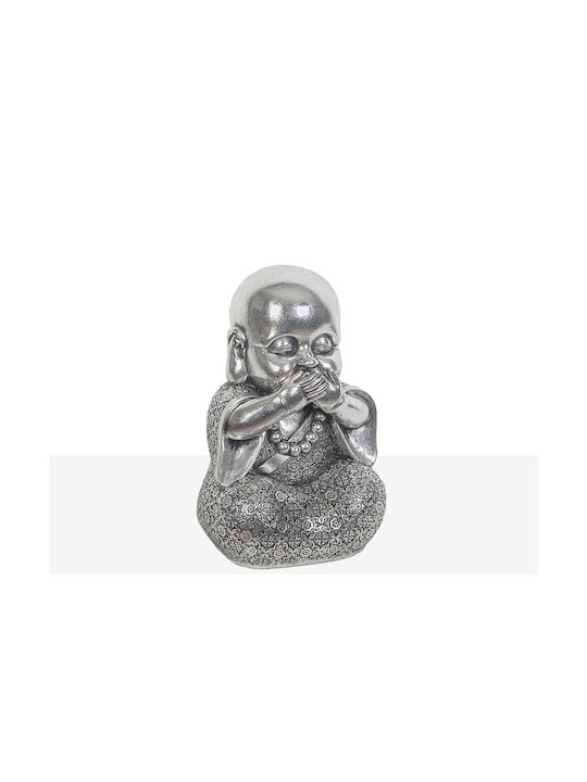 Decorative Figure Romimex Silver Resin Monk Mouth 16 X 22 X 15 Cm