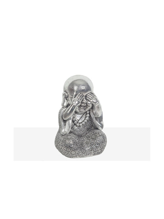 Decorative Figure Romimex Silver Resin Monk Eyes 16 X 22 X 15 Cm