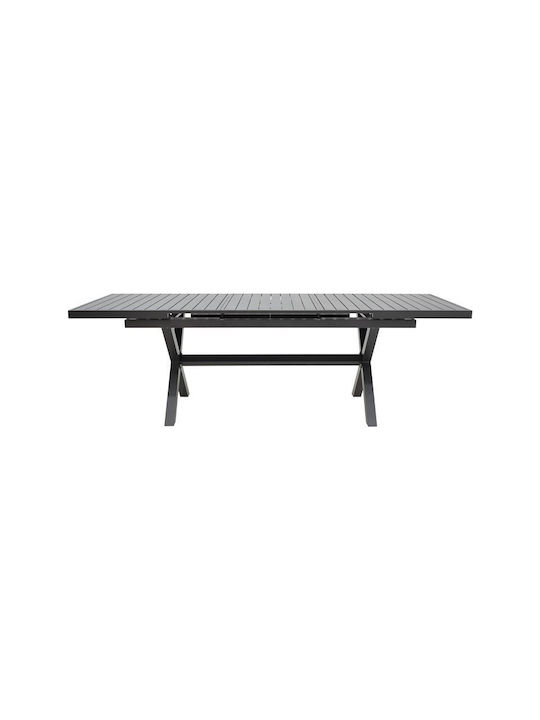 Dagyn Outdoor Dinner Extendable Table with Wood Surface and Aluminum Frame Anthracite 180(+60)x90x76cm