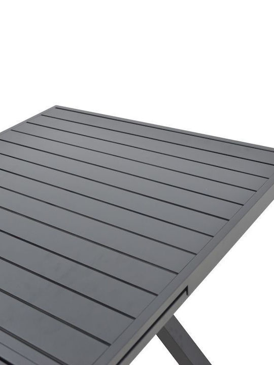 Dagyn Outdoor Dinner Extendable Table with Wood Surface and Aluminum Frame Anthracite 180(+60)x90x76cm
