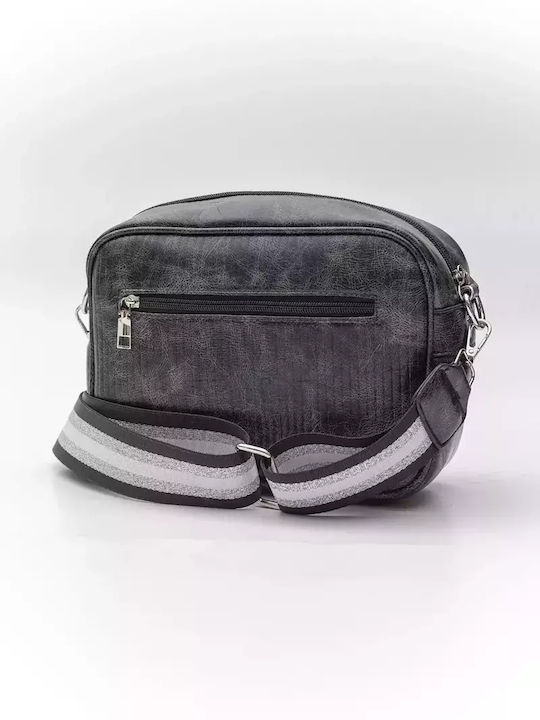 Crossbody Bag Front Pocket Flap Black Lines