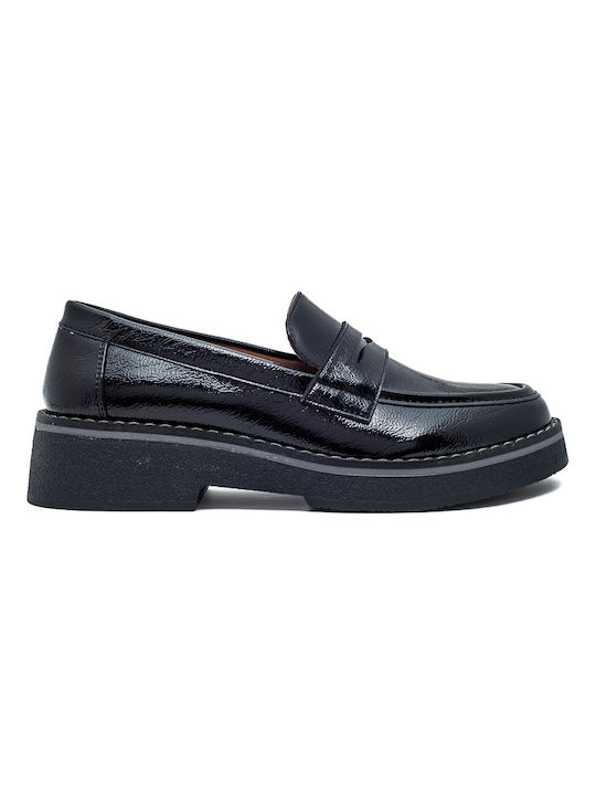 Patent Leather Women's Moccasins in Black Color