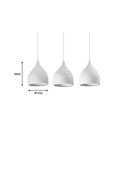 Pakketo Perce Adjustable Pendant Light White with Socket E27 50x20cm