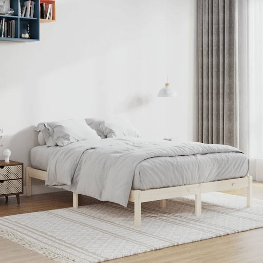 Vidaxl Bed Frame Without Mattress 137x190cm Solid Pine Wood 1 Piece Single Brown