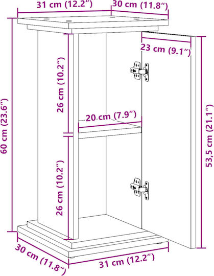 vidaXL Pflanzenständer Holz Grau 31cmx30cmx60cmcm.