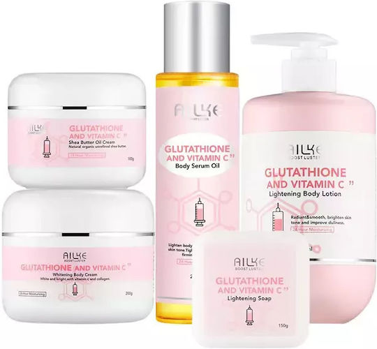 Skin Lightening Cream Glowing Lotion Glutathione Shea Butter 5 In 1 Set