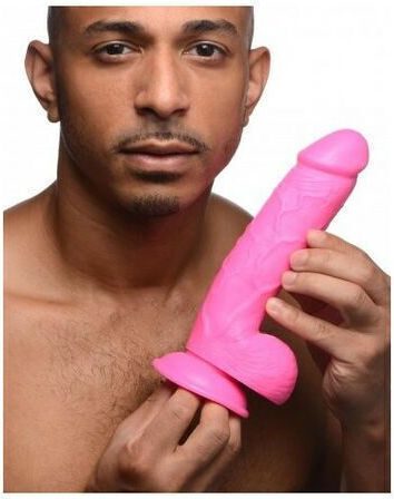 XR Dildo με Όρχεις και Βεντούζα Ροζ 21cm