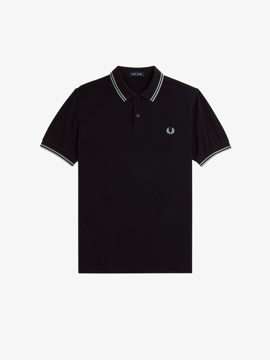 Fred Perry Shirt Men's Short Sleeve Blouse Polo Navy Silver Blue