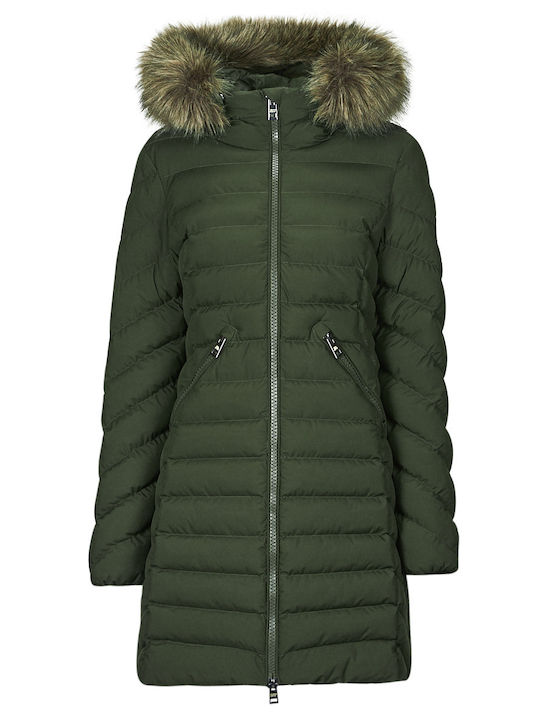 Superdry Fuji Women's Short Lifestyle Jacket for Winter with Hood Khaki