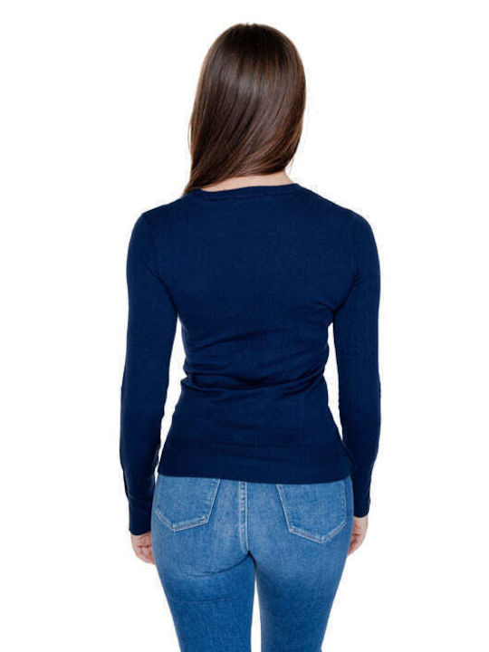 Guess Damen Langarm Pullover Baumwolle Blau