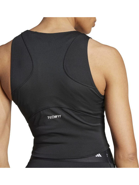 Techfit Γυναικείο Αθλητικό Crop Top Αμάνικο Black
