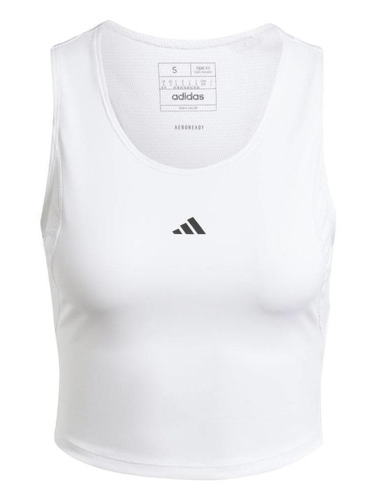 Techfit Bluza Damă Sport Crop Top Fără Mâneci Alb