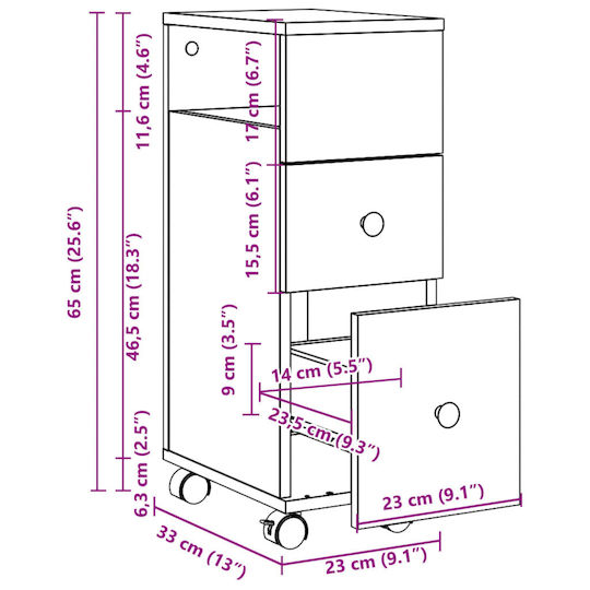 vidaXL Cabinet de baie L23xA33xÎ65cm Negru