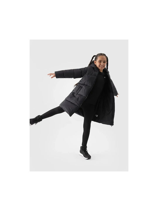 4F Waterproof Kids Sports Jacket with Hood Black