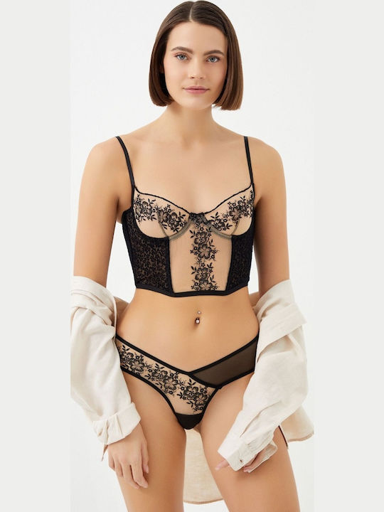 CottonHill Σετ Εσωρούχων Σουτιέν με String Μαύρο