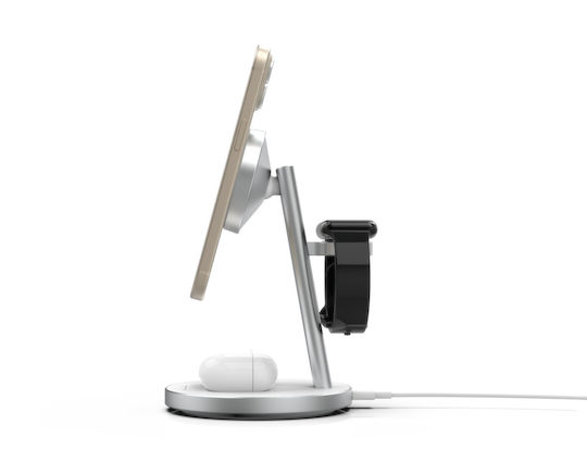 Mobile Origin Ασύρματος Φορτιστής Qi2 GaN με Θύρα USB-C και Καλώδιο USB-C - USB-C 35W Λευκός (PowerStand 3in1)