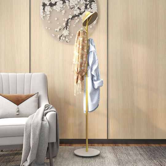 Homcom Cuier Independent cu 8 Cârlige Bază de Marmură Oțel O32x164cm Auriu 837-507v00gd