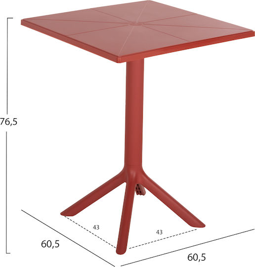 Τραπέζι Μπαρ Terrin 60.5x60.5 Κόκκινο Τραπέζι Μπαρ Terrin 60.5x60.5 Κόκκινο