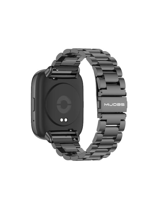 Mijobs Three-bead Metal Λουράκι Ανοξείδωτο Ατσάλι Μαύρο (Redmi Watch 3 Active)