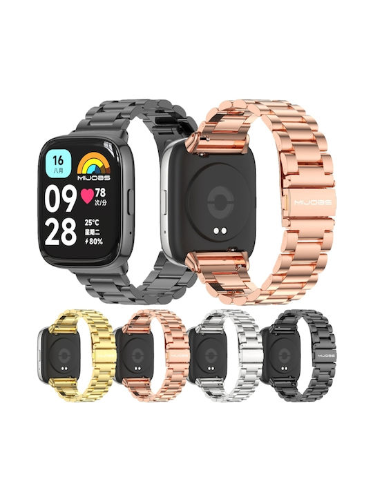 Mijobs Three-bead Metal Λουράκι Ανοξείδωτο Ατσάλι Μαύρο (Redmi Watch 3 Active)
