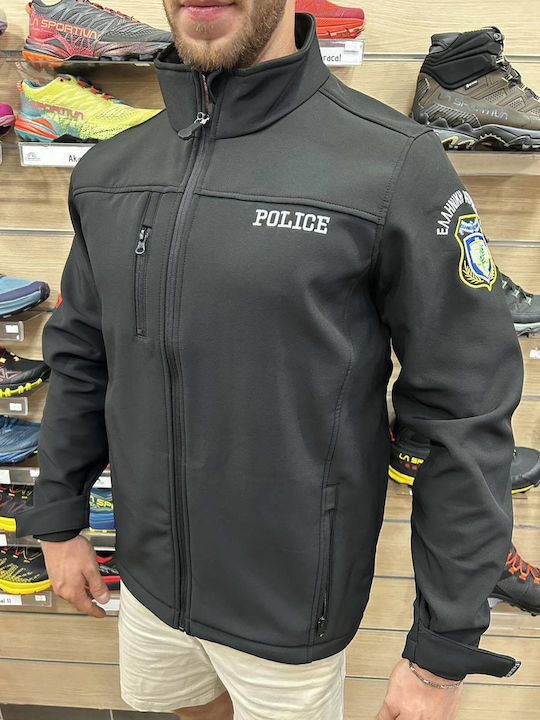 Police Softshell Jacket Embroidery Black