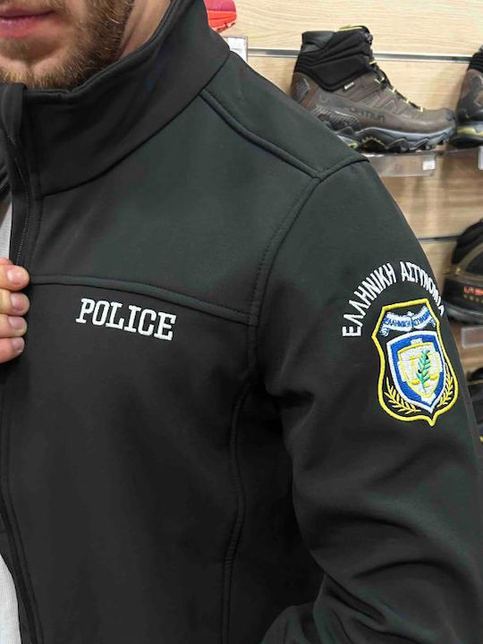 Police Softshell Jacket Embroidery Black