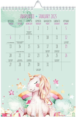 Innostat Daily Spiral Wall Mounted Diary 2025 Unicorn 21x29cm