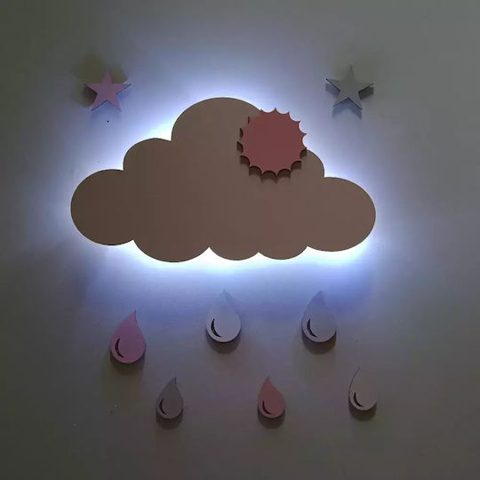 Led Wooden Kids Wall Light Cloud