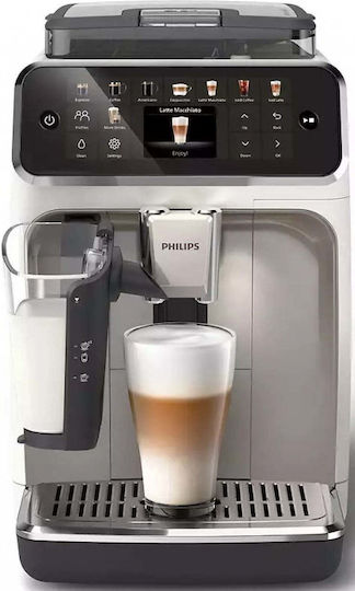 Philips Series 5500 Αυτόματη Μηχανή Espresso 1500W Πίεσης 15bar για Cappuccino με Μύλο Άλεσης Λευκή EP5543/90