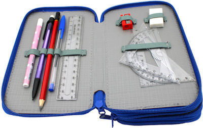 Pencil Case Full with 3 Compartments Blue