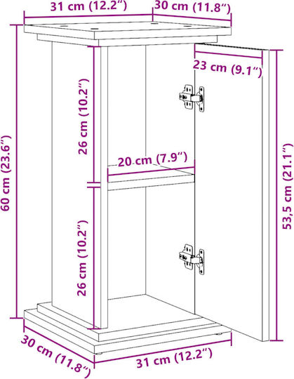 vidaXL Ανθοστήλη Ξύλινη Καφέ 31x30x60εκ.