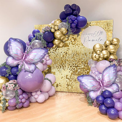 Butterfly Balloon Arch 163 Accessories 147 Various Size Latex Balloons 2 Butterflies 108 Cm 12 Gold Butterfly Accessories Assembly Kit Purple Gold