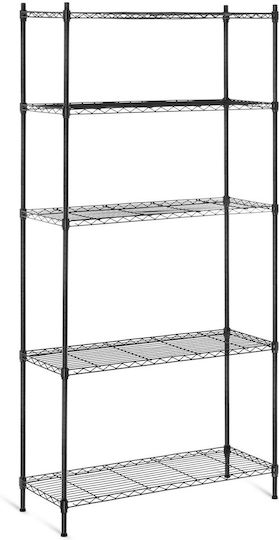 Wire Shelving Unit Openwork Black Color 180x90x35cm Up To 150kg