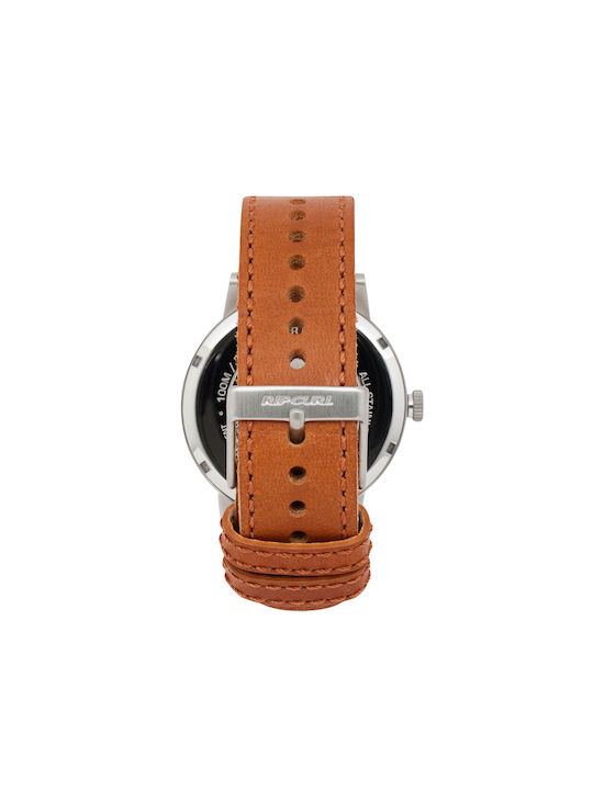 Rip Curl Drake Watch Battery with Brown Leather Strap