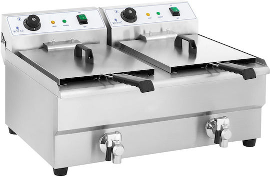 Double Chamber Commercial Deep Fryer Taps 230v 2x16l