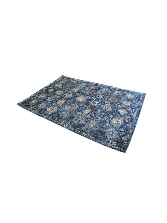 Rug Rectangular Cotton Blue