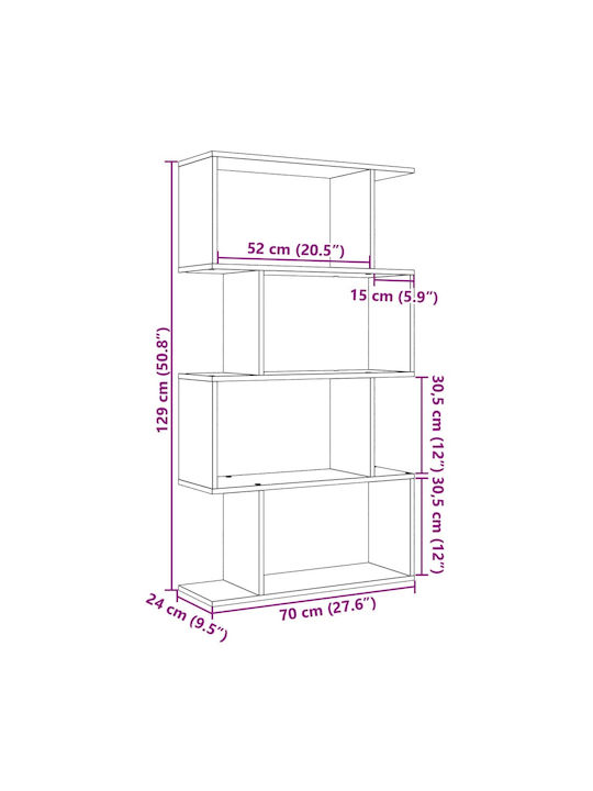 Bibliothek Grau 70x24x129cm