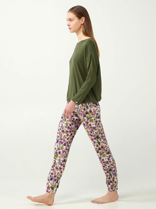 Vamp Winter Damen Pyjama-Oberteil Green Moss