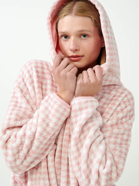Vamp Winter Fleece Women's Nightdress Pink Peach