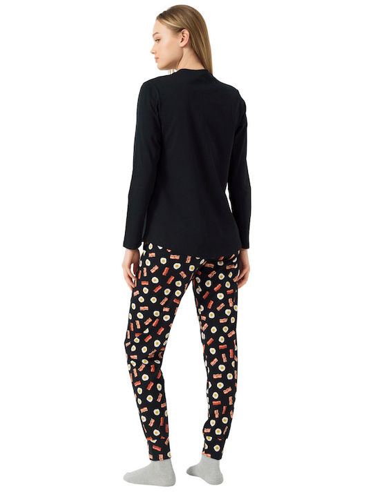 Minerva Winter Damen Pyjama-Set Black Egg Cited