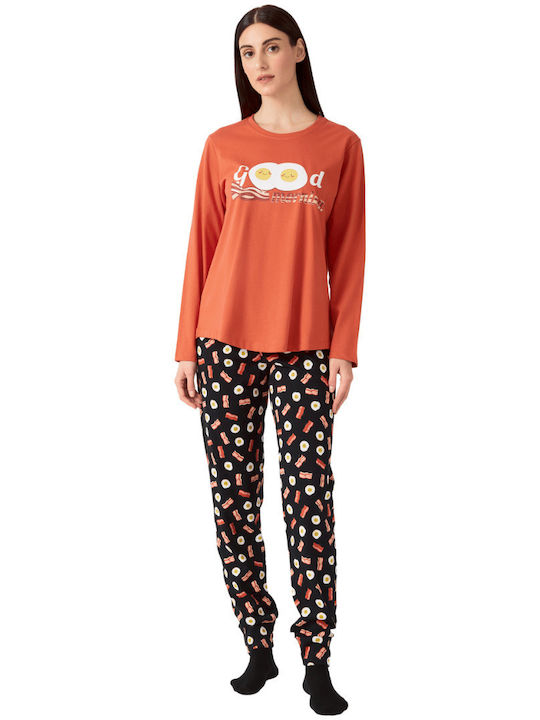 Minerva Winter Damen Pyjama-Set TERRACOTTA Egg Cited