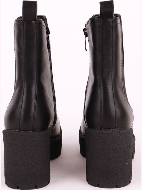 Leder Stiefeletten Damen Schwarz